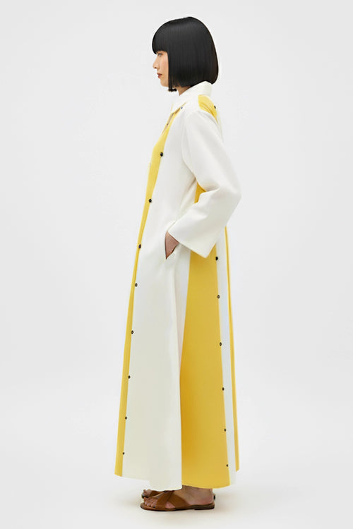 Ivory-Mango Yellow Panel Maxi Dress