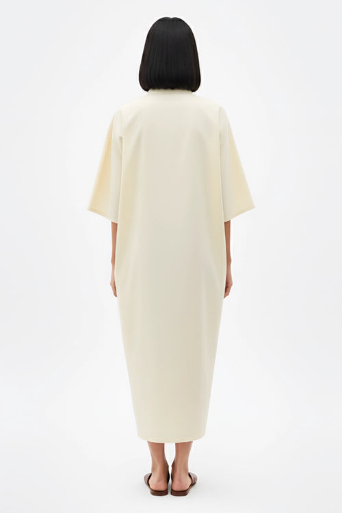 Ivory-Mango Yellow Pintucks Dress