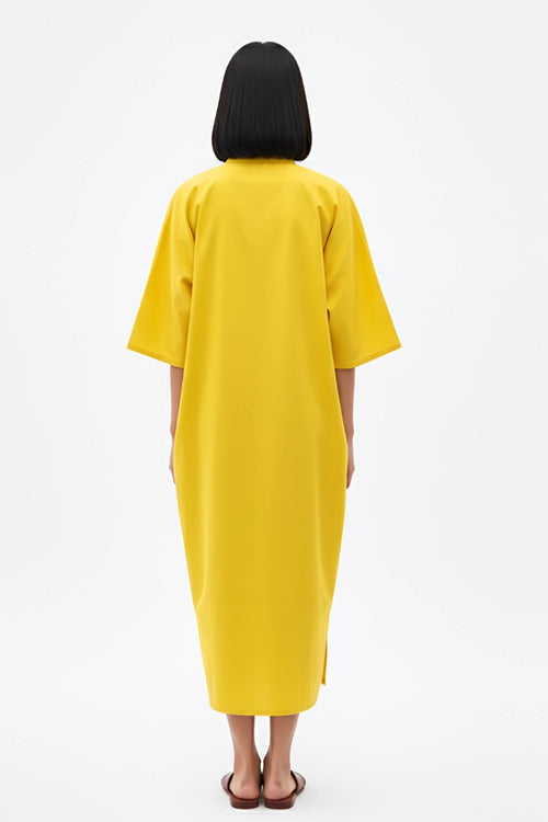 Mango Yellow-Ivory Pintucks Dress