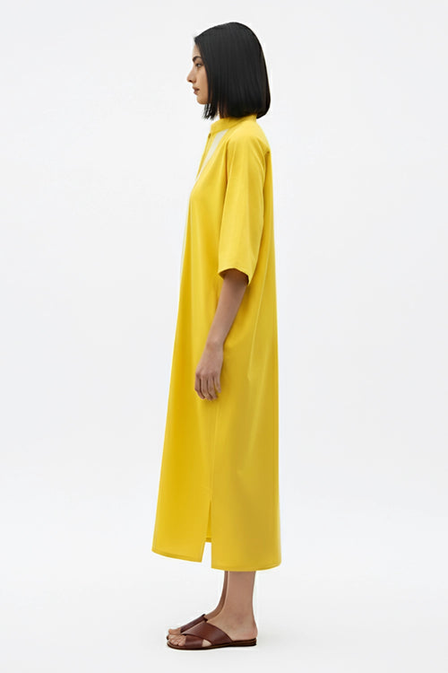 Mango Yellow-Ivory Pintucks Dress
