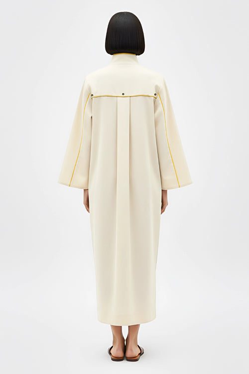 Ivory-Mango Yellow Collared Stripe Dress