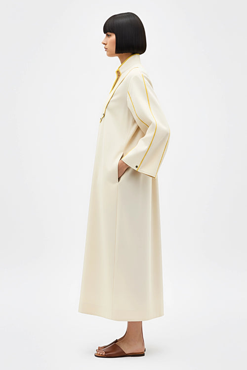 Ivory-Mango Yellow Collared Stripe Dress