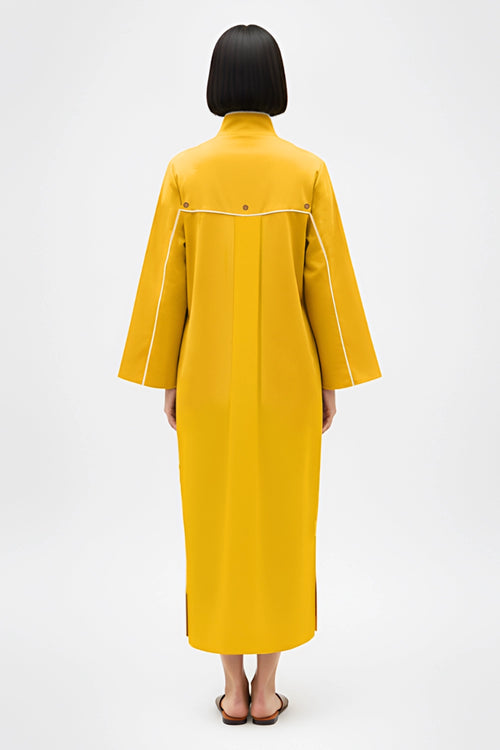Mango Yellow-Ivory Collared Stripe Dress