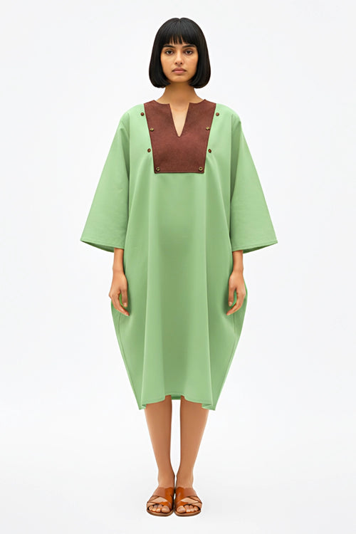 Asparagus Green-Tuscan Red Midi Dress