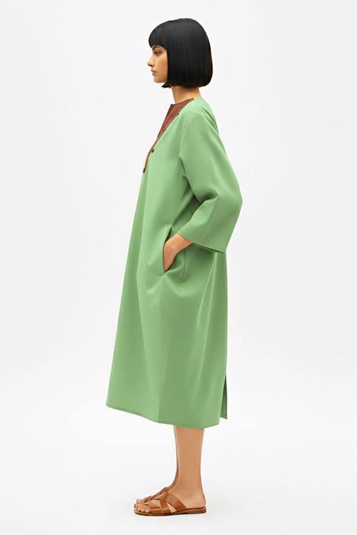 Asparagus Green-Tuscan Red Midi Dress