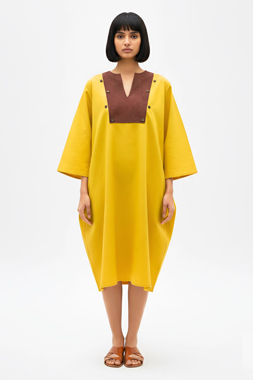 Mango Yellow-Tuscan Red Midi Dress