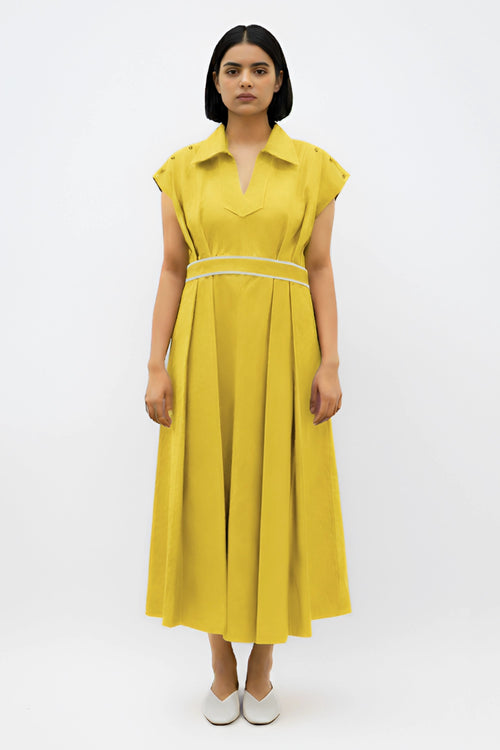 Mango Yellow-Ivory Skater Dress