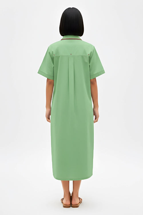 Asparagus Green-Tuscan Red Shirt Dress