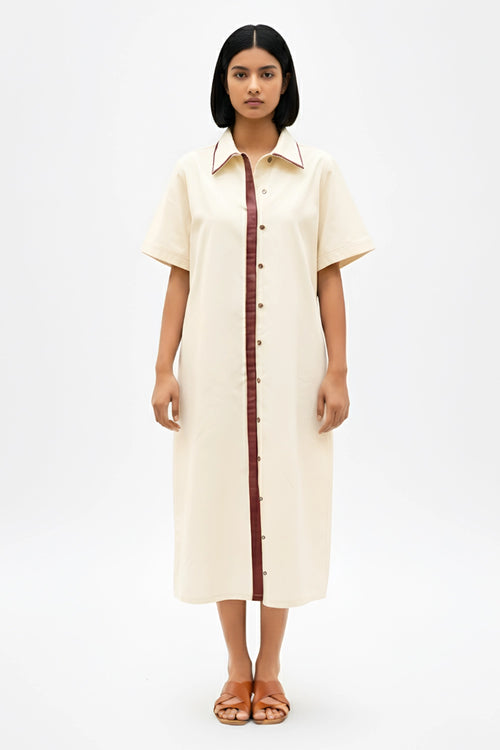 Ivory-Tuscan Red Shirt Dress