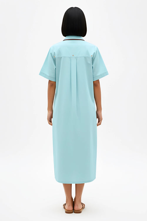 Tiffany Blue-Tuscan Red Shirt Dress