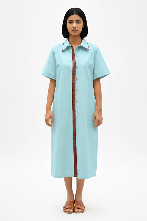 Tiffany Blue-Tuscan Red Shirt Dress