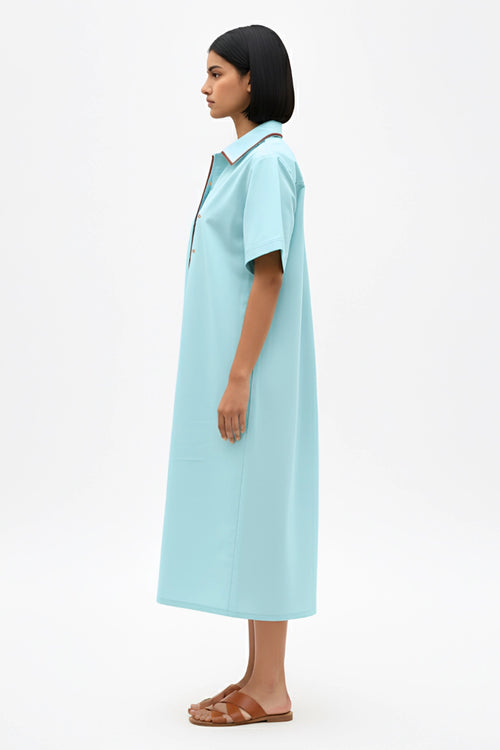 Tiffany Blue-Tuscan Red Shirt Dress