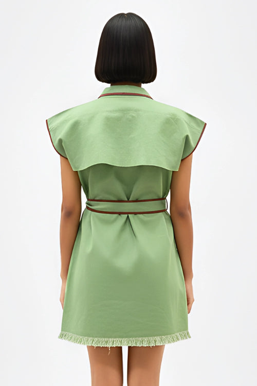 Asparagus Green-Tuscan Red Blazer Short Dress