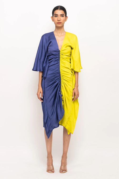 Blue-Neon Kaftan Bodycon Dress