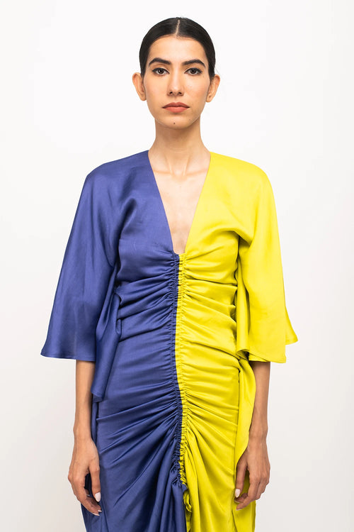 Blue-Neon Kaftan Bodycon Dress