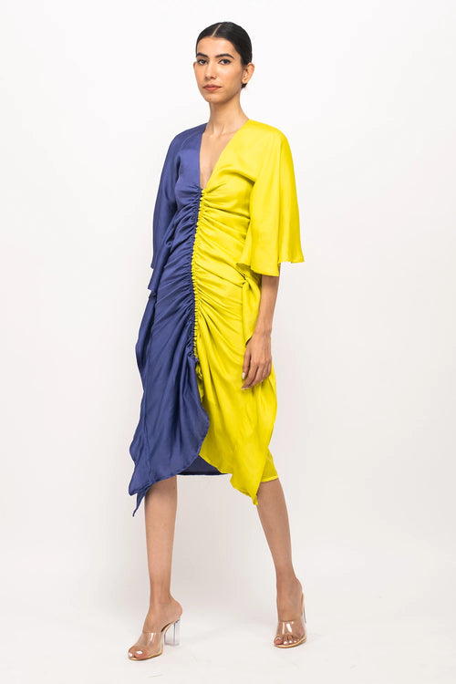 Blue-Neon Kaftan Bodycon Dress
