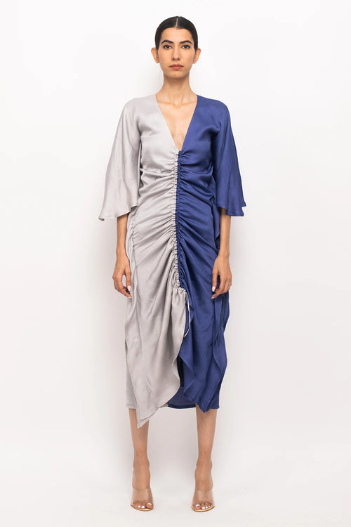 Grey-Blue Kaftan Bodycon Dress