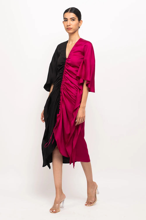 Black-Wine Kaftan Bodycon Dress