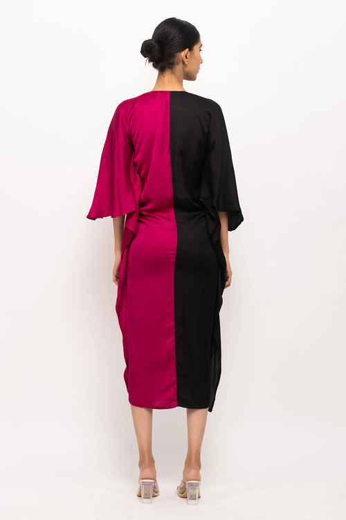 Black-Wine Kaftan Bodycon Dress