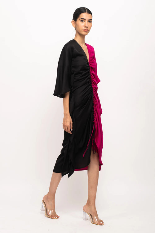 Black-Wine Kaftan Bodycon Dress