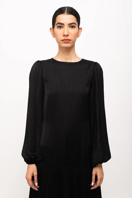 Black-Neon Gather Maxi Dress