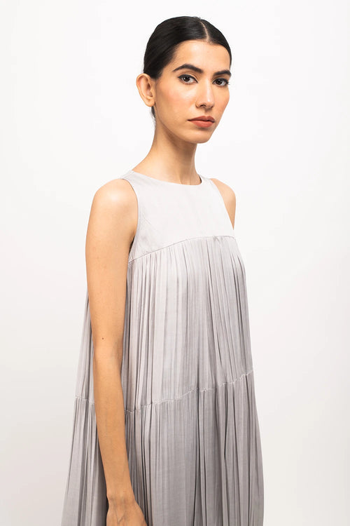Grey-Blue Halter Neck Dress