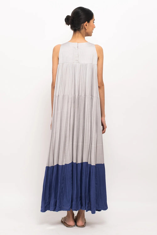 Grey-Blue Halter Neck Dress