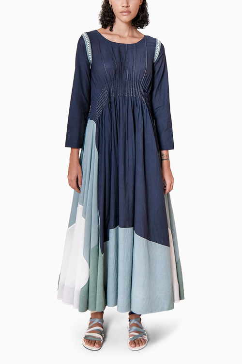 Colorblocked Flared Dress