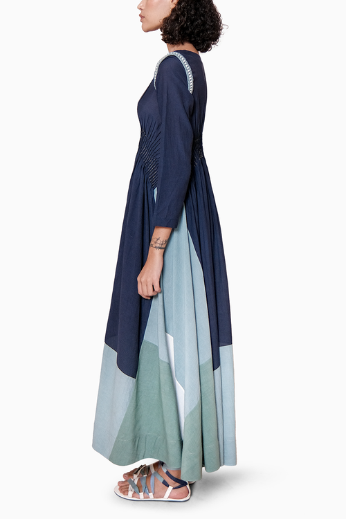 Colorblocked Flared Dress