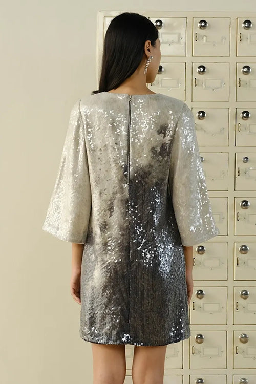 Printed Sequin Sheeted Dress