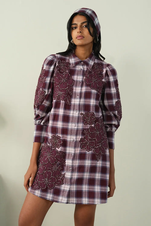 Plaid Embellished Dress