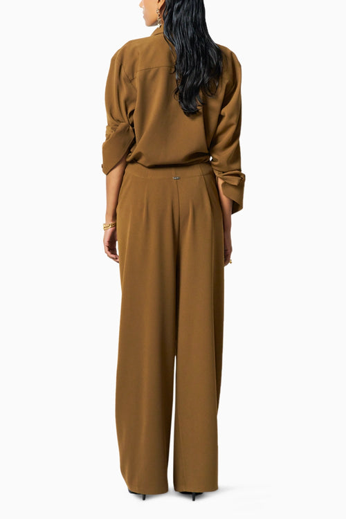 Mocha Brown Shirt With Hazel Knot Pants