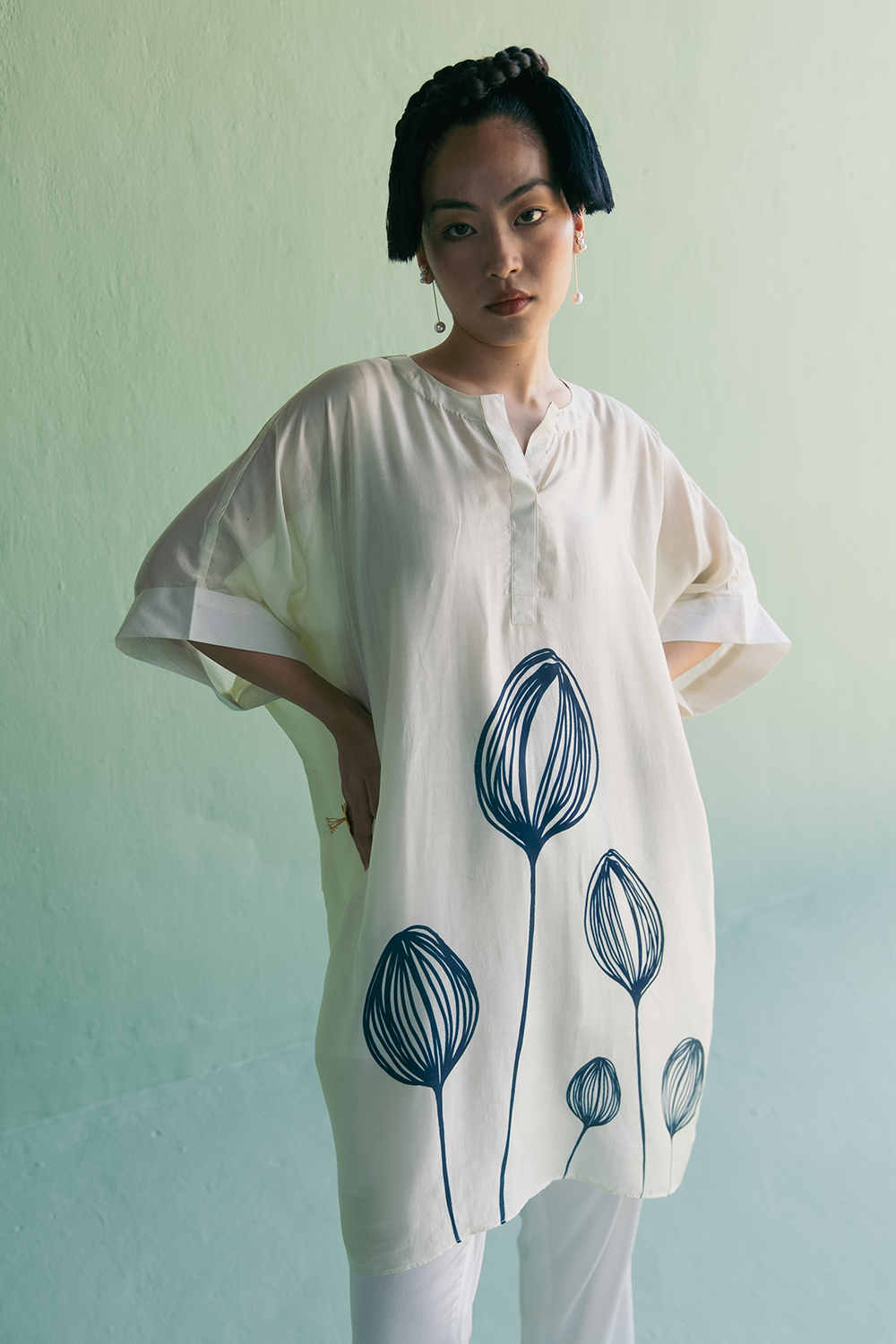 Tulip Print Kaftan with Pant