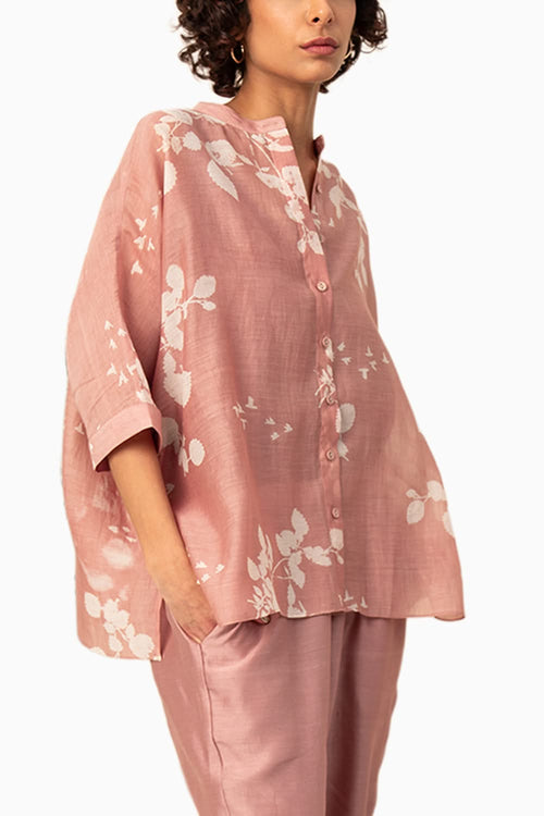 Lavender Petal Print Shirt and Solid Pants