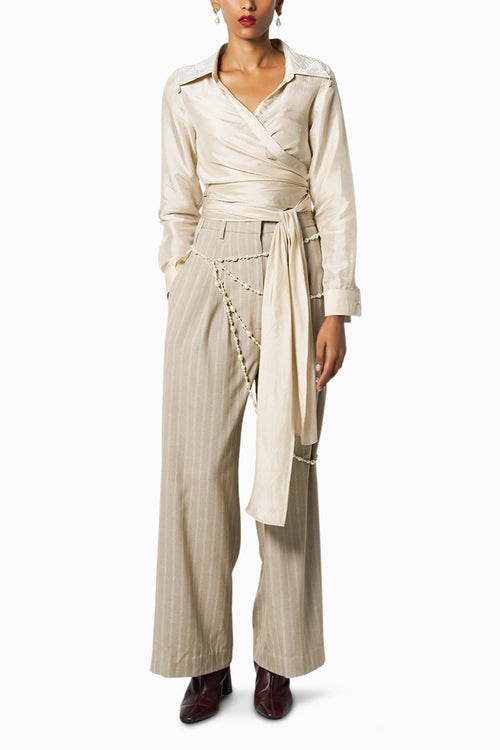 Lee Champagne Kim Shirt With Latte Beige Pants