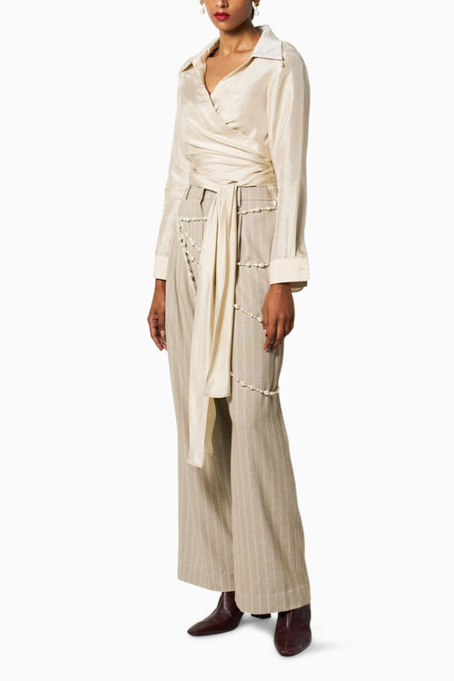 Lee Champagne Kim Shirt With Latte Beige Pants