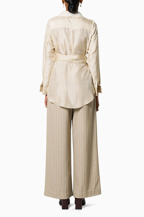 Lee Champagne Kim Shirt With Latte Beige Pants