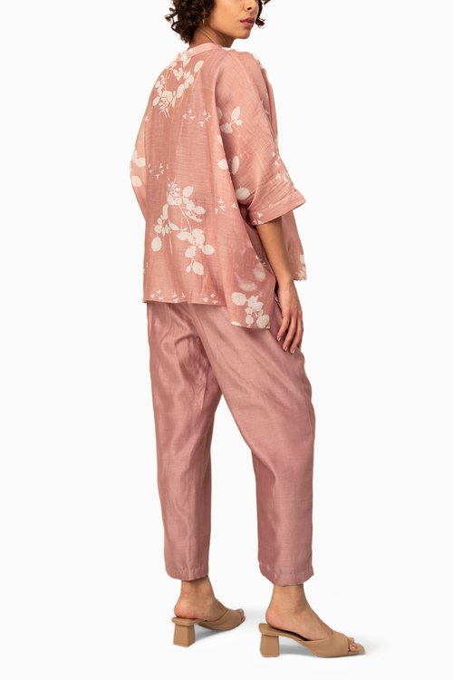 Lavender Petal Print Shirt and Solid Pants