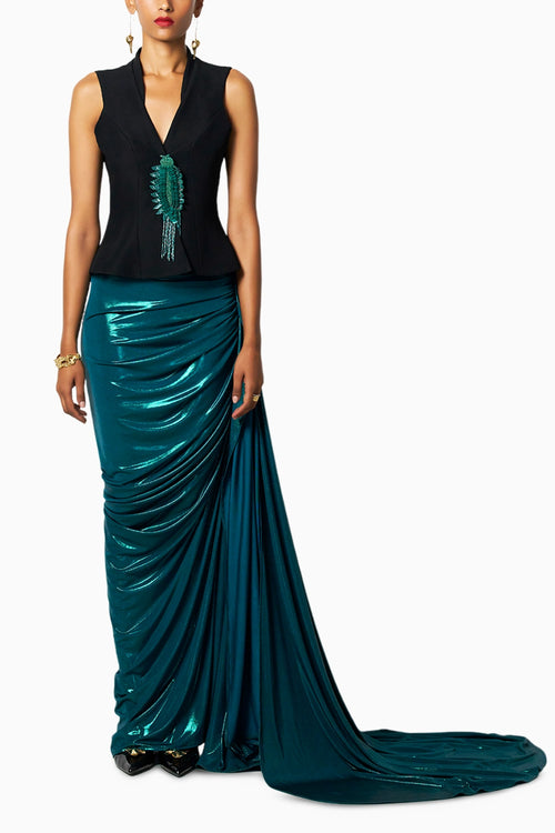 Eme Jacket With Liquid Emerald Kaai Skirt
