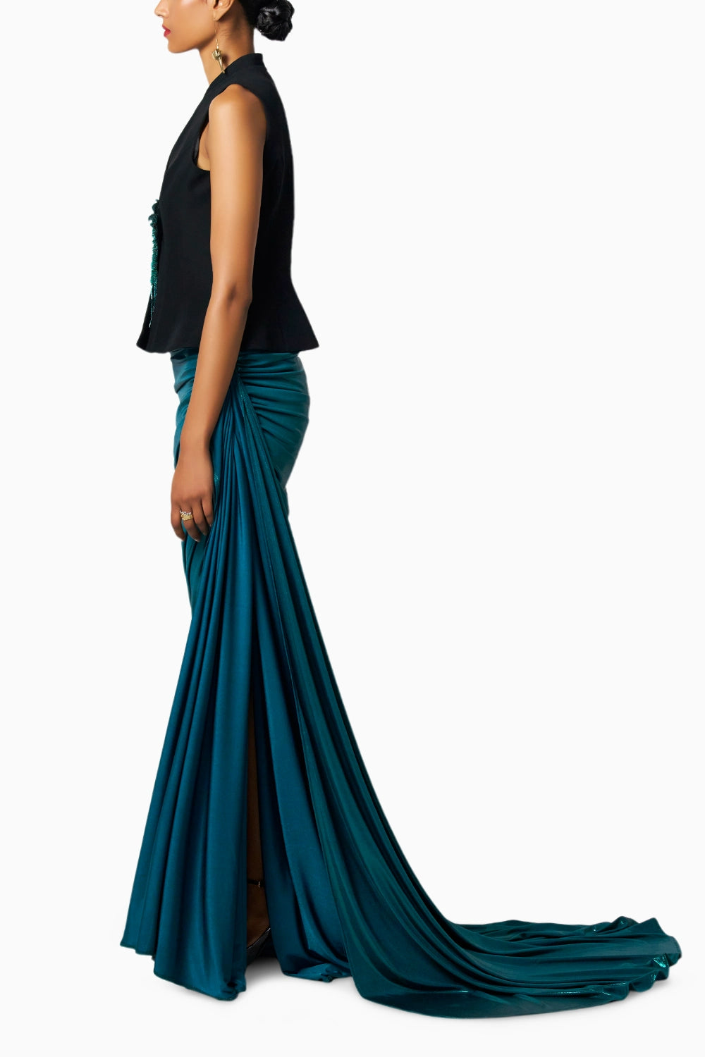Eme Jacket With Liquid Emerald Kaai Skirt