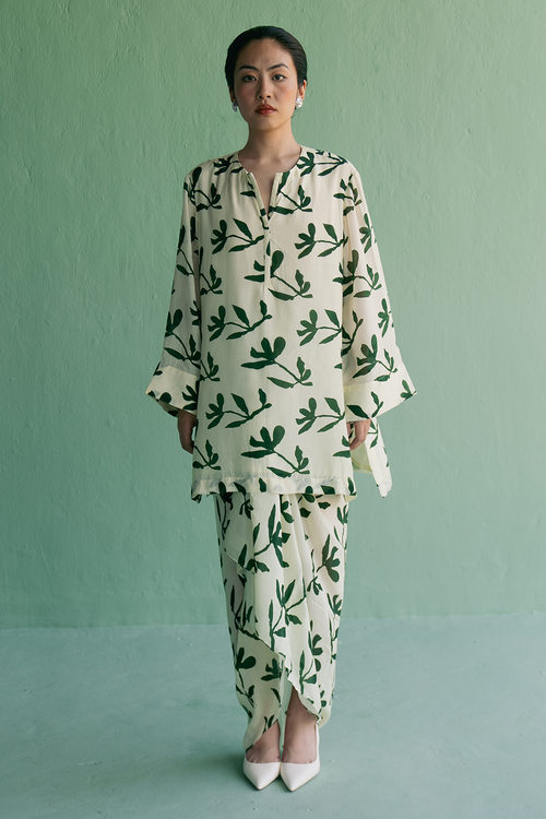 Green Dense Top and Skirt Set