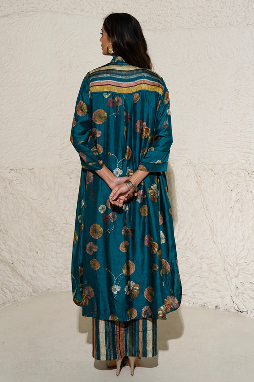 Green Floral Art Jacket Co-ord Set