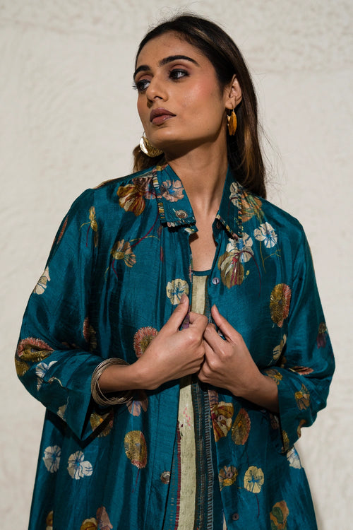 Green Floral Art Jacket Co-ord Set