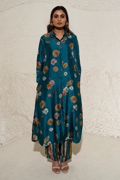 Green Floral Art Jacket Co-ord Set