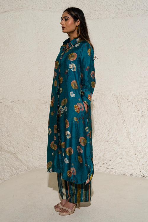 Green Floral Art Jacket Co-ord Set