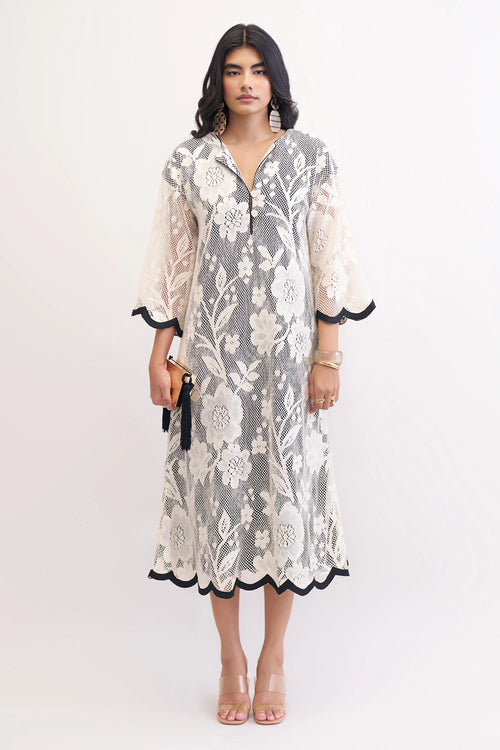 Ivory Floret Kaftan Dress