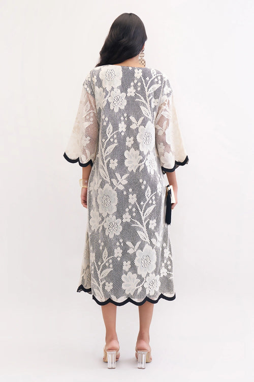 Ivory Floret Kaftan Dress