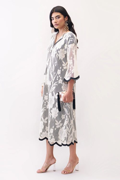 Ivory Floret Kaftan Dress