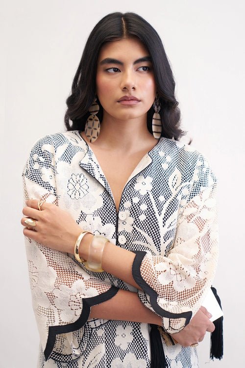 Ivory Floret Kaftan Dress