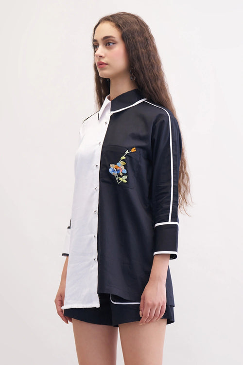 Black White Oleander Co-ord Set
